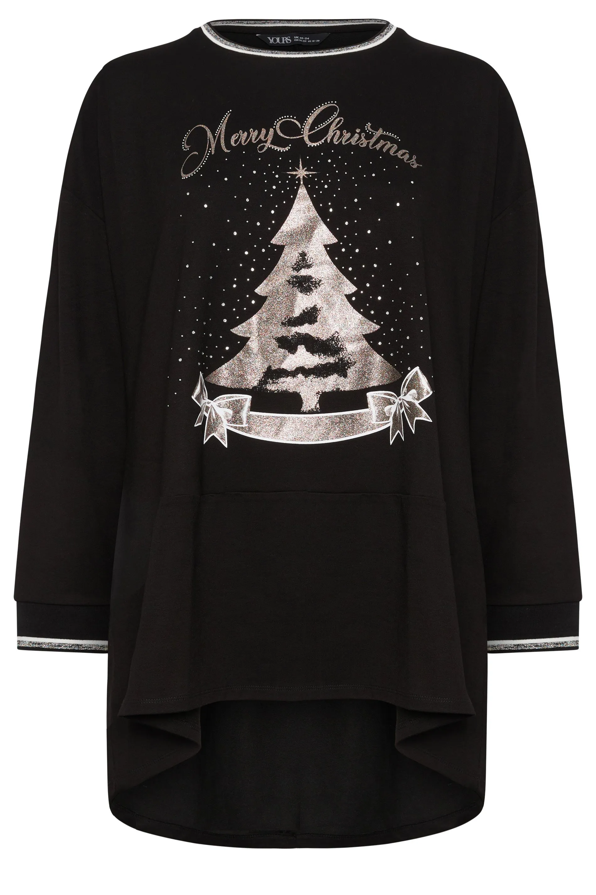 YOURS Curve Black 'Merry Christmas' Sweatshirt